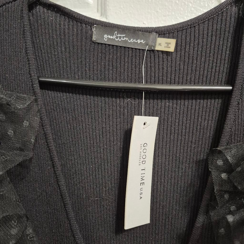 Good Time U.S.A Dress XL Black Ruffle Sleeve - Picture 5 of 9